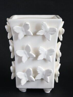 Vintage Butterfly Vase Planter White 3D butterflies Farmhouse Decor boho Decor